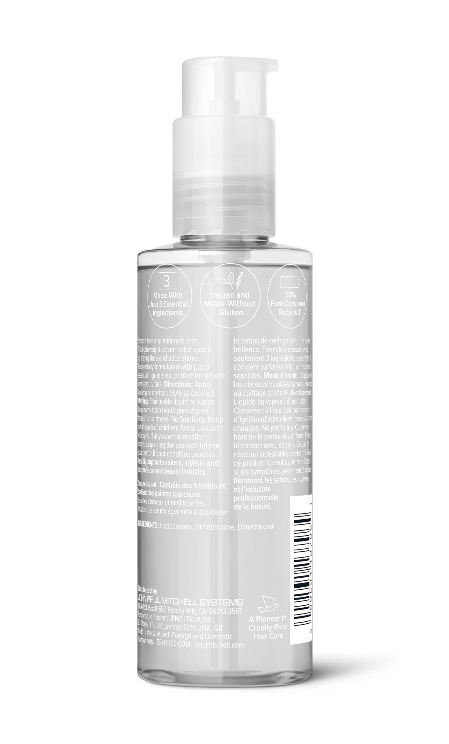 Paul Mitchell sérum testé dermatologiquement pour peaux sensibles.