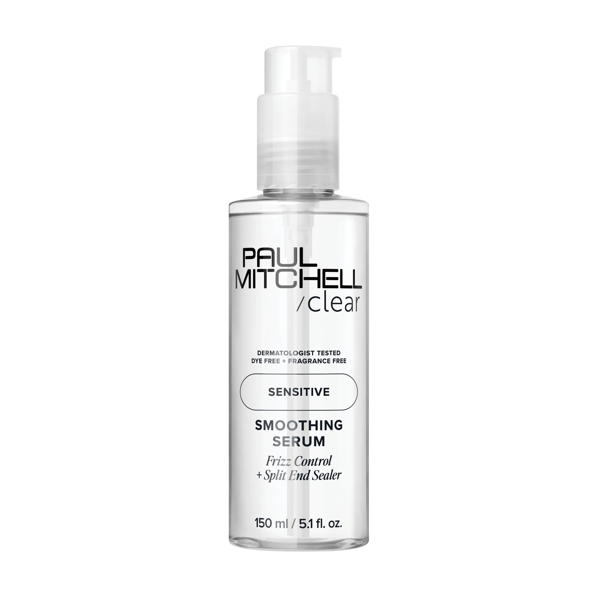 Paul Mitchell sérum lissage clair dans sa bouteille pour cheveux lisses et brillants.