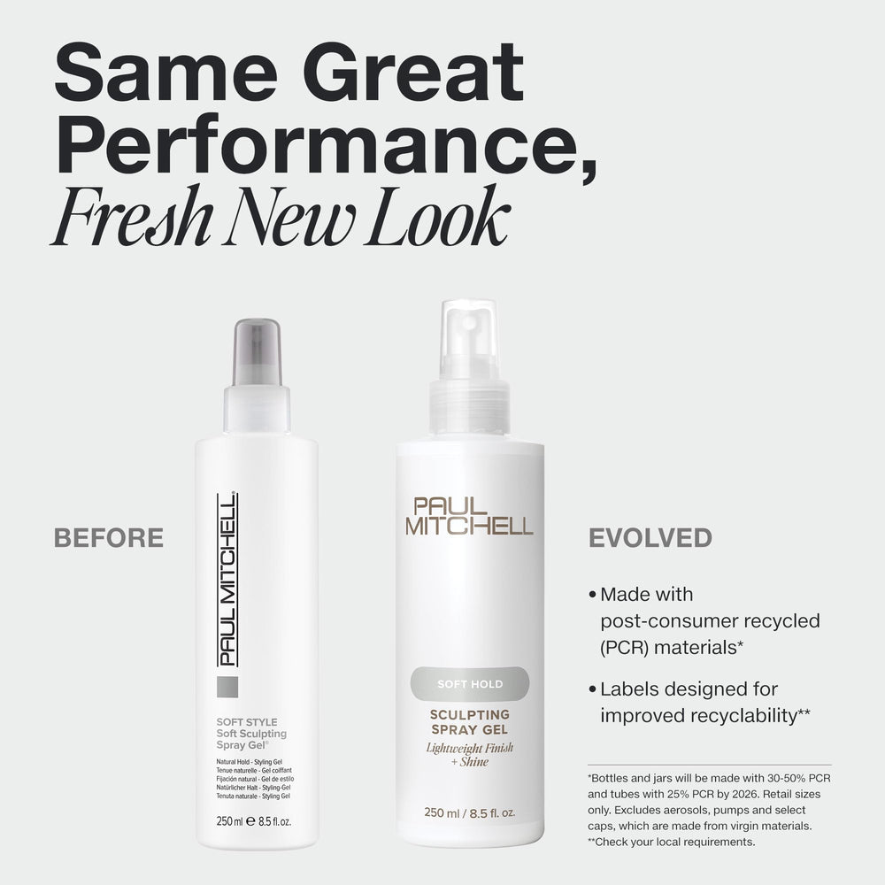 Paul Mitchell Soft Sculpting Spray Gel – application sur cheveux, définition légère et contrôle flexible.