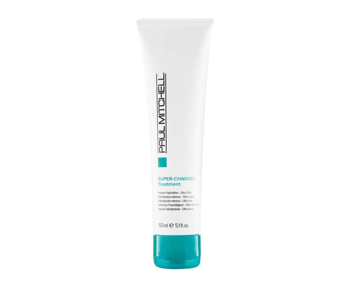 Paul Mitchell Super-Charged Treatment – bouteille montrant texture hydratante pour cheveux secs