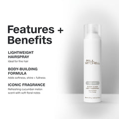 Pour un look léger, spray Paul Mitchell offre corps et brillance sans lourdeur.