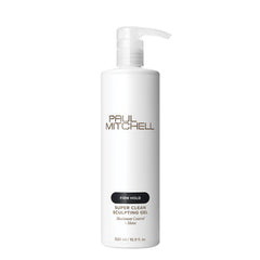 Paul Mitchell gel coiffant, bouteille montrant contrôle ferme et brillance.