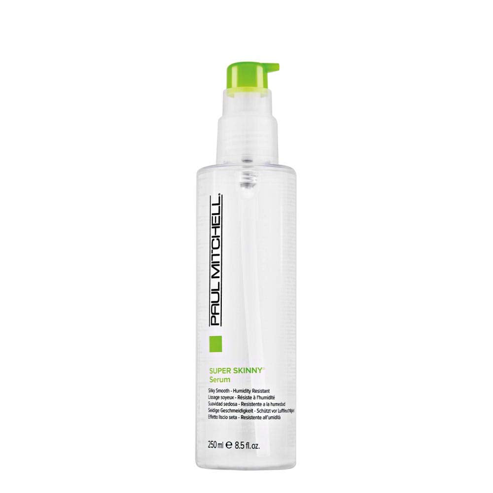 Paul Mitchell Super Skinny Serum en flacon, prêt pour un brushing rapide et efficace.