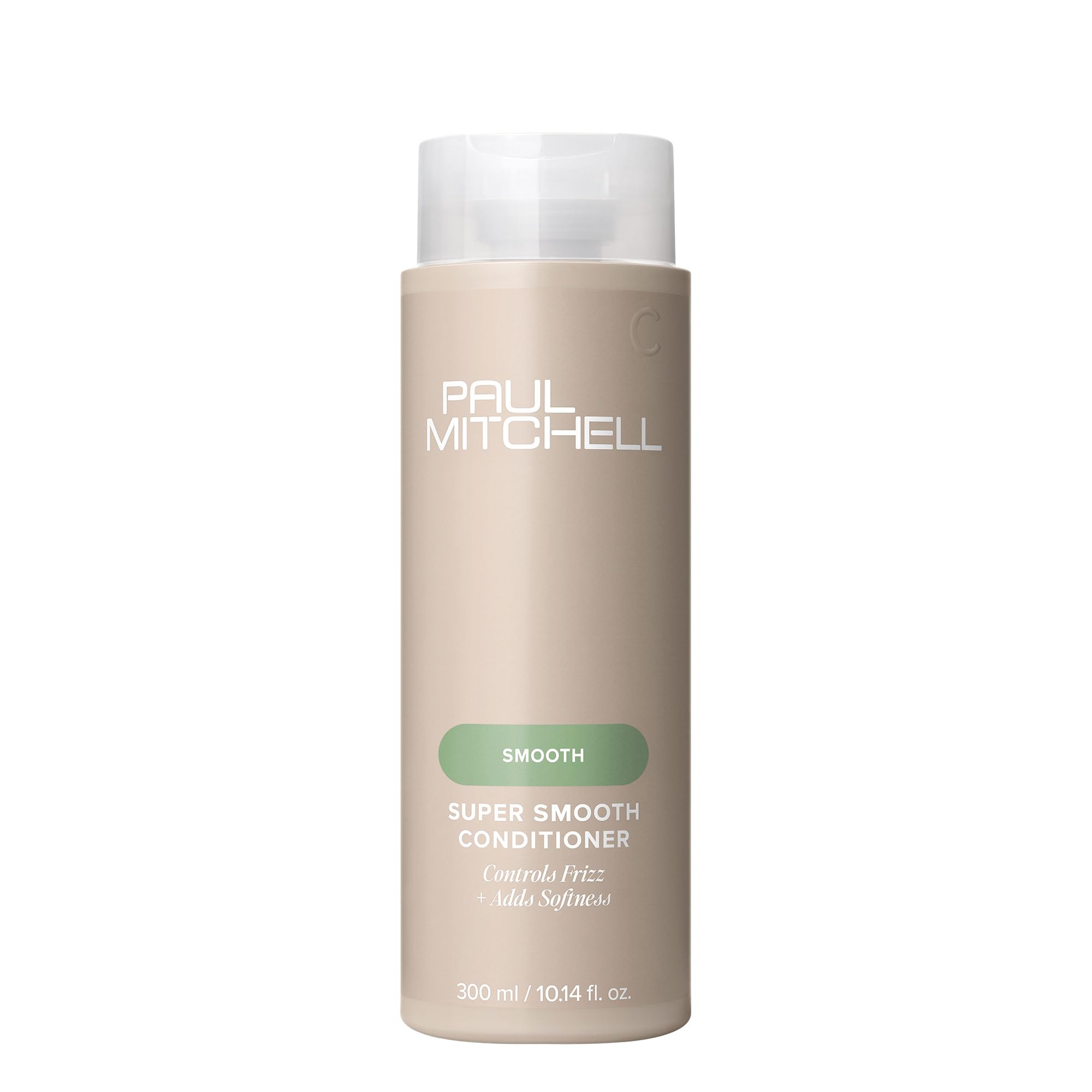 Paul Mitchell Super Smooth Conditioner, bouteille élégante, réduit les frisottis et facilite le coiffage.
