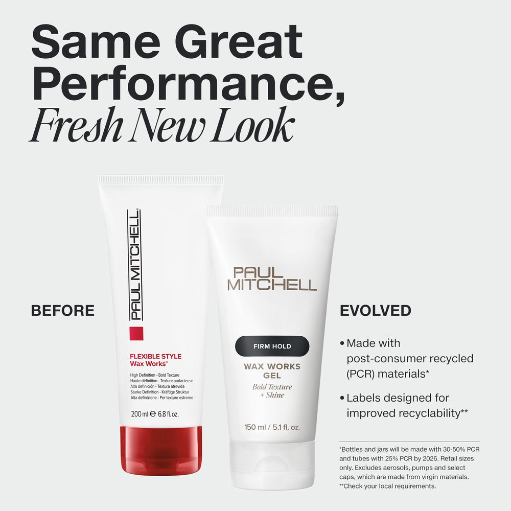 Paul Mitchell Wax Works: texture bold appliquée sur cheveux.
