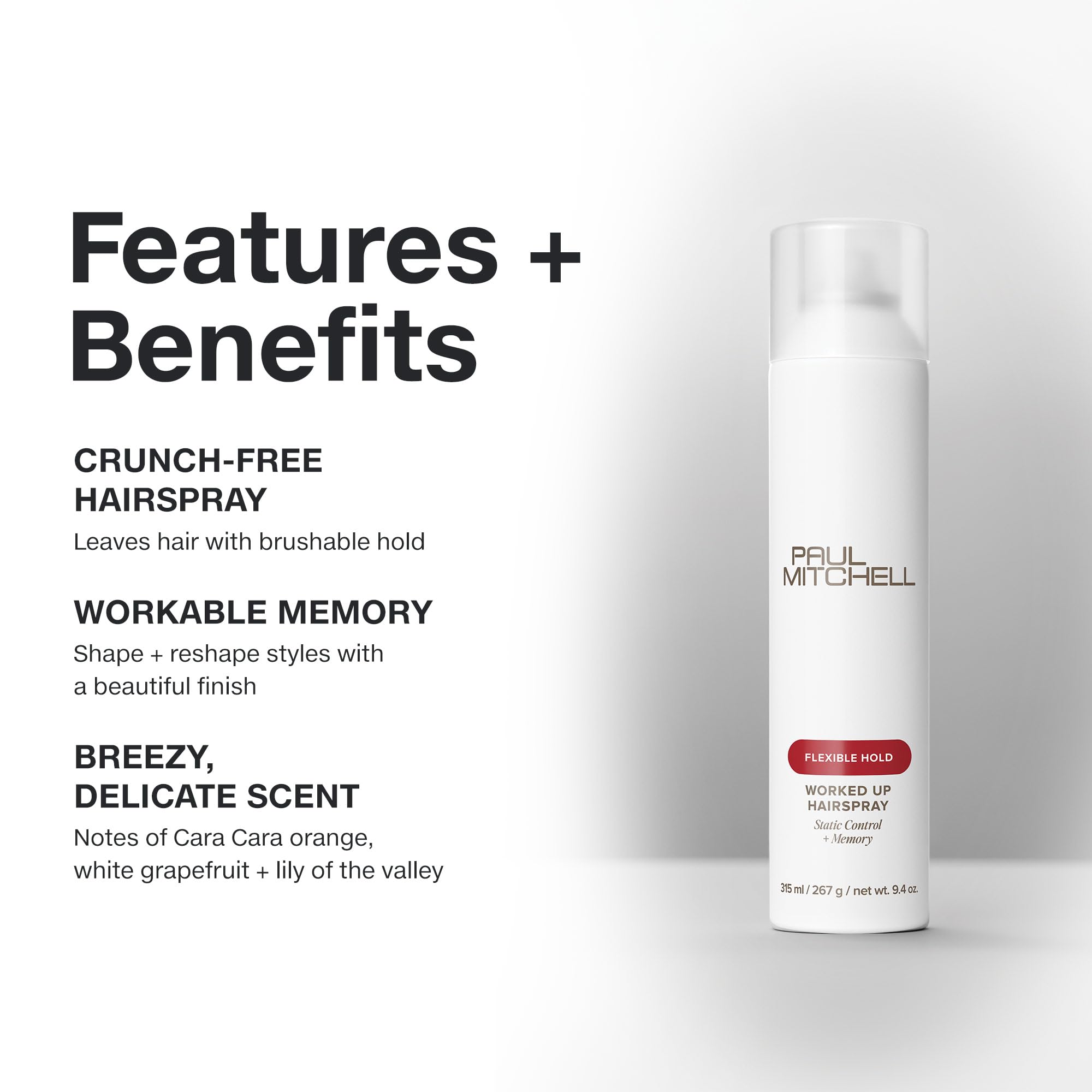 Paul Mitchell Worked Up Hairspray – Spray fixant flexible pour tous types de cheveux