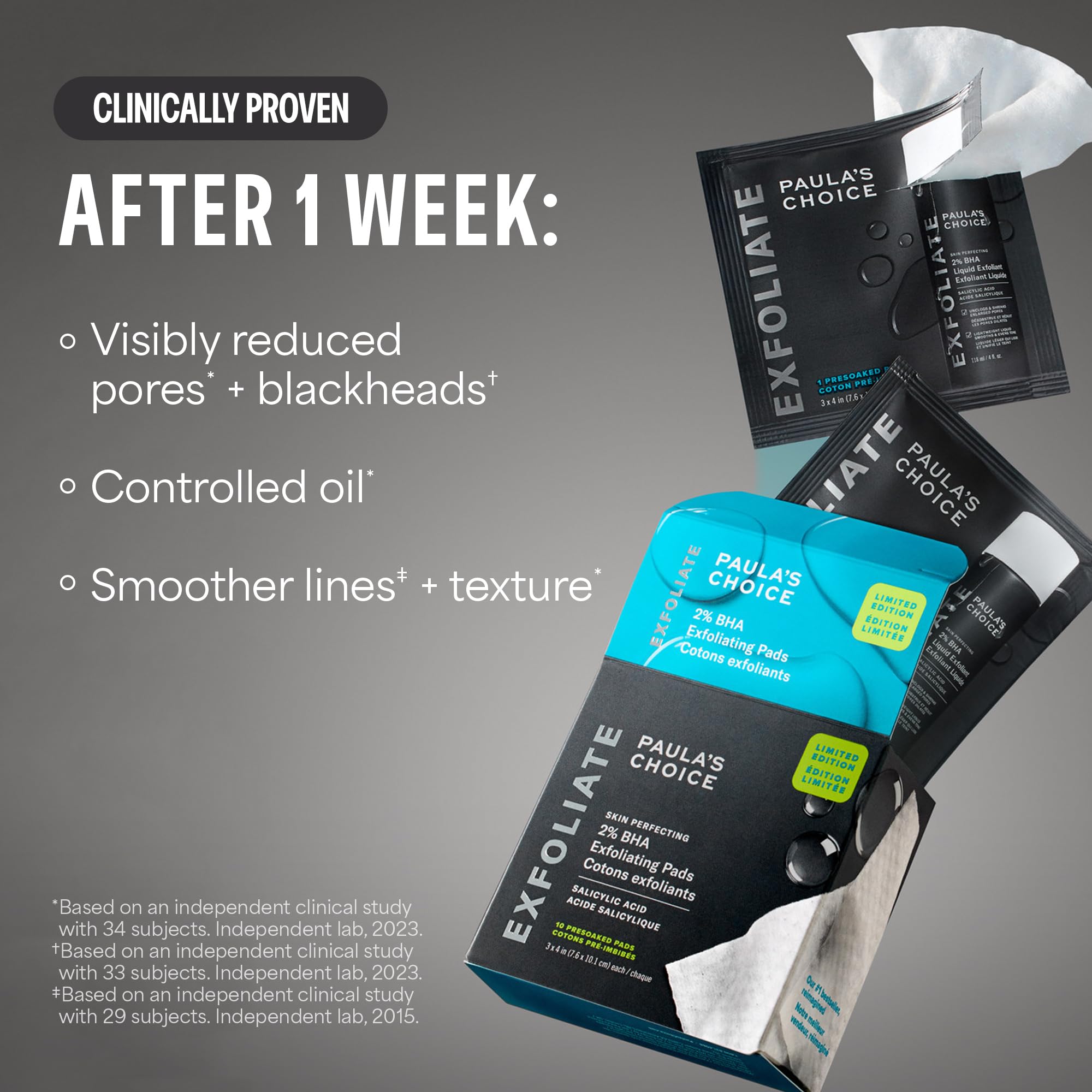 Paula's Choice 2% BHA Pads – détail pad, texture douce pour peau sensible.