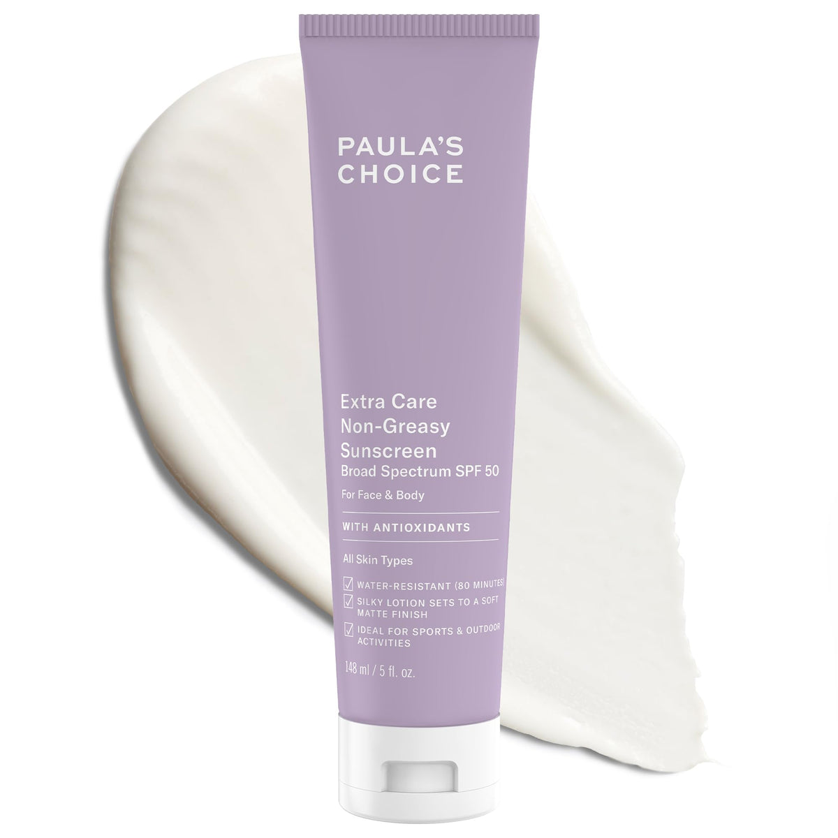 Paula's Choice, bouteille solaire Extracare, protection SPF50 pour visage et corps.