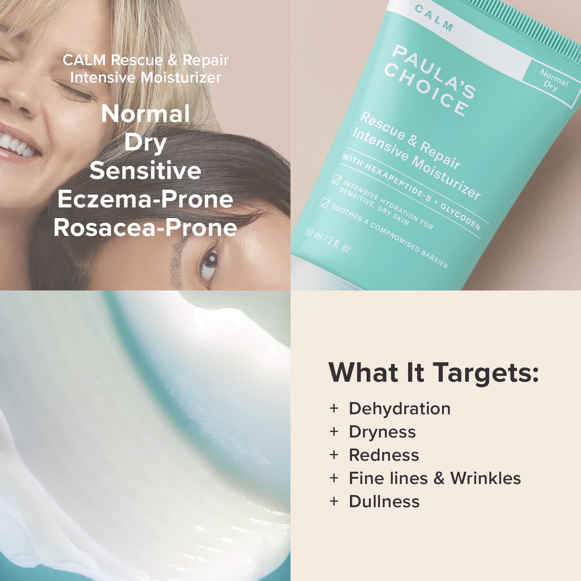 Paula's Choice CALM Peau Sensible Rosacée Eczéma convient pour peaux sensibles et problématiques.