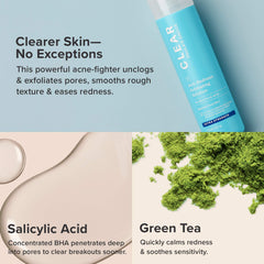 Paula's Choice CLEAR Exfoliant, rougeurs apaisées, peau plus calme et équilibrée.