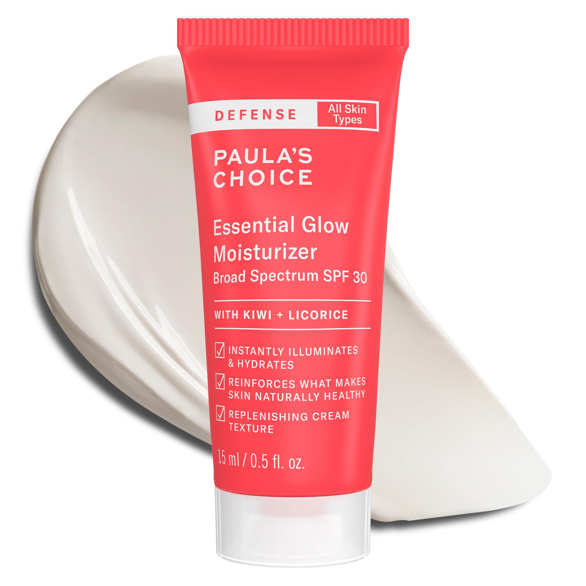 Paula's Choice Defense Essential Glow, flacon-pompe prêt à l'emploi, protection minérale SPF30.