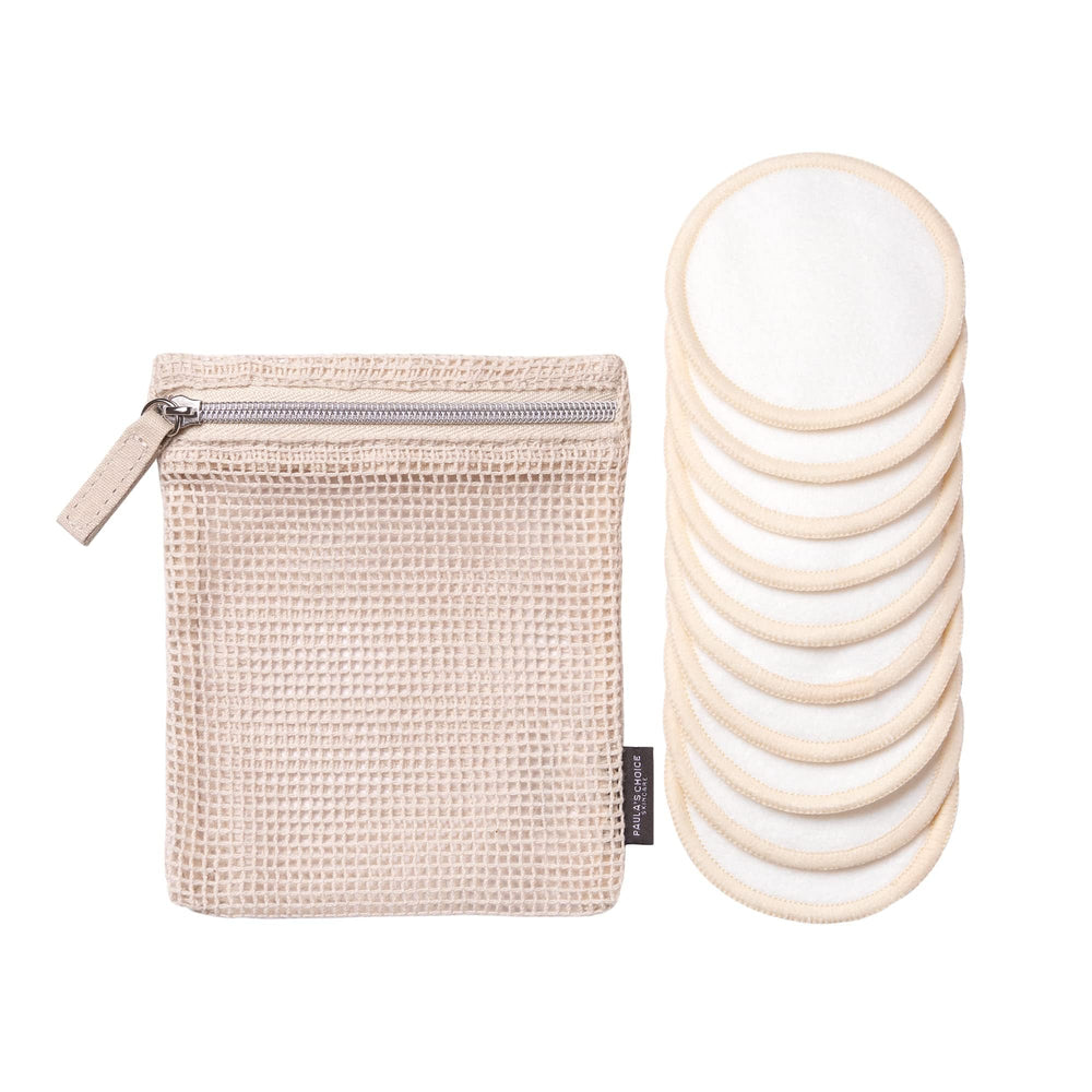 Disques Paula's Choice réutilisables en bambou et coton, ensemble durable pour routine soin.