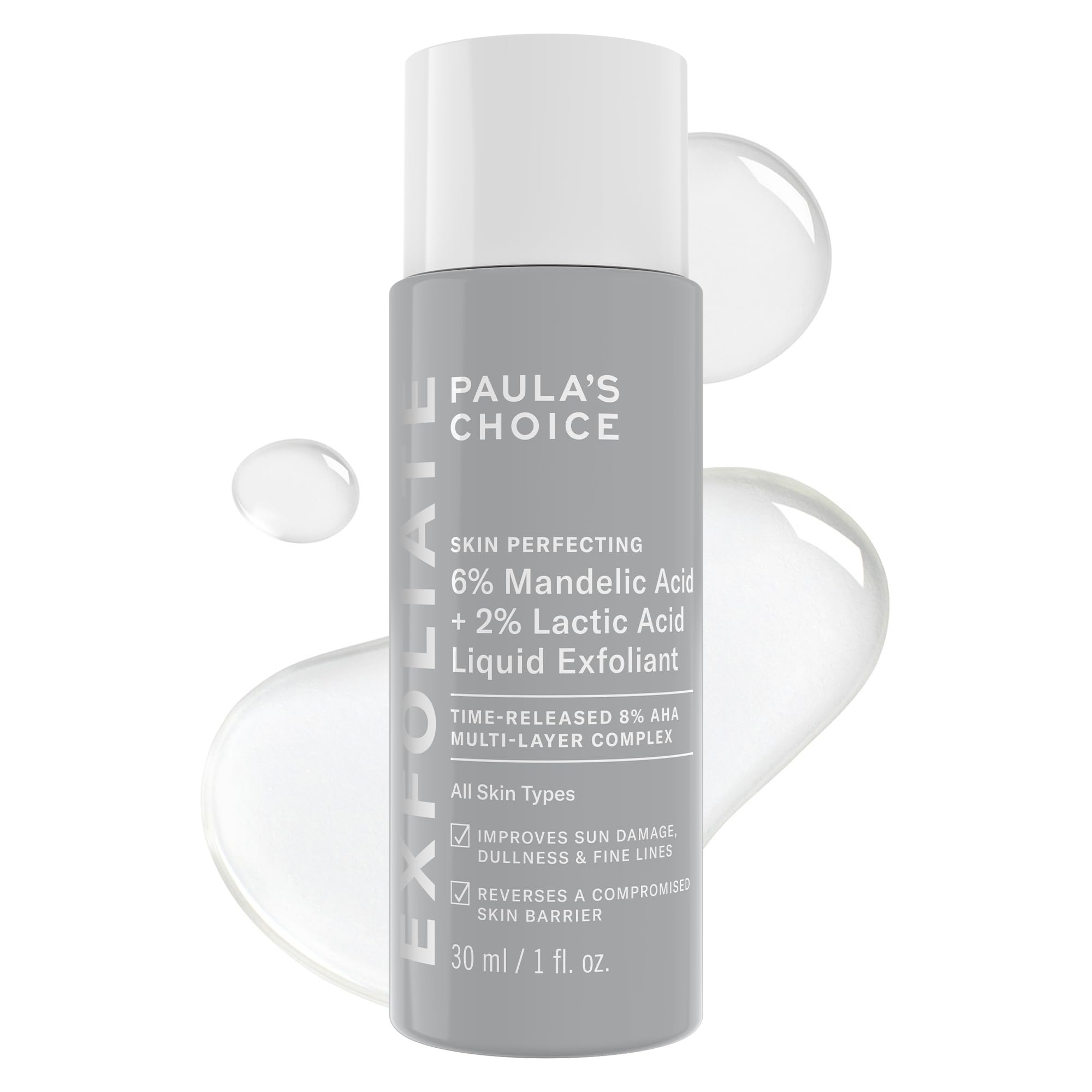 Paula's Choice Exfoliant liquide – bouteille, texture douce pour une peau lumineuse.