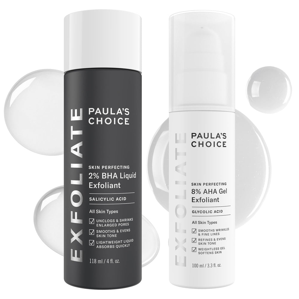 Paula's Choice Gel Exfoliant AHA 8% en flacon, peau plus lisse et lumineuse.