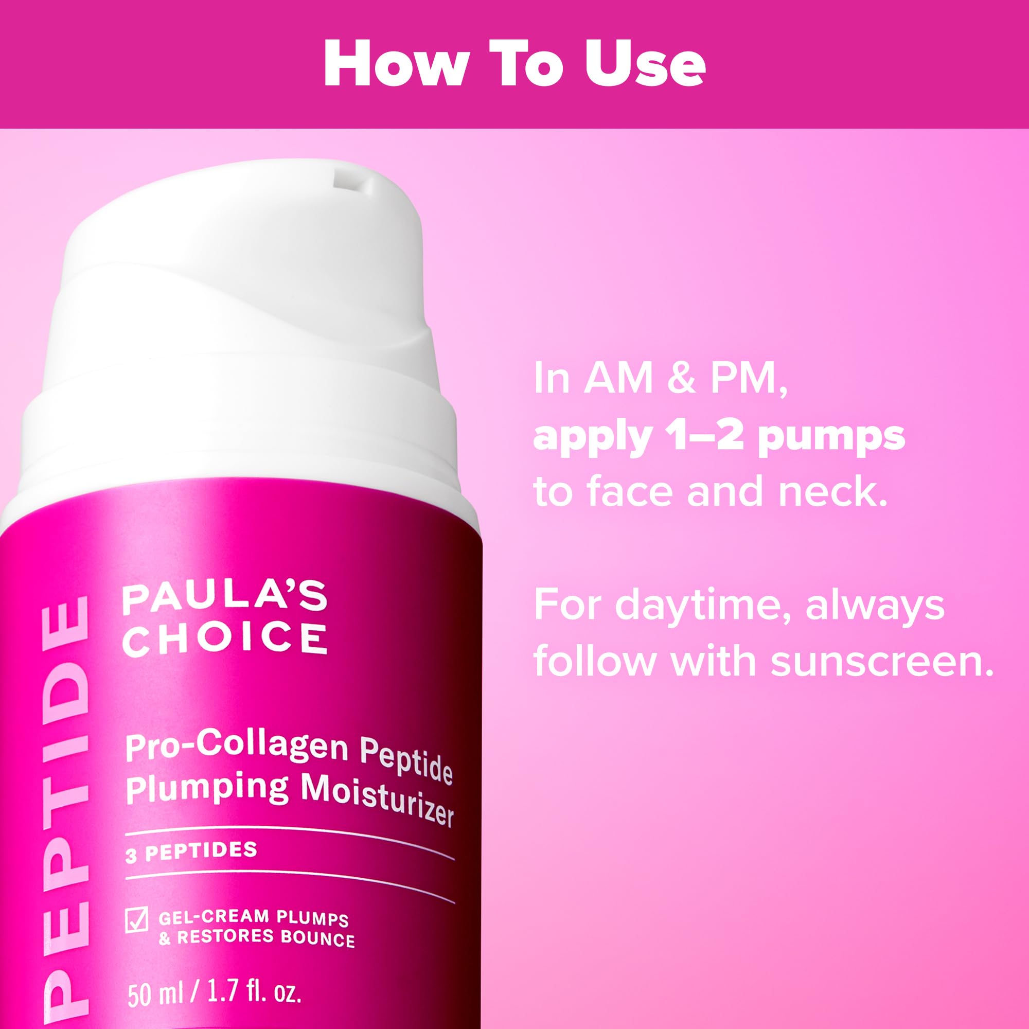 Paula's Choice Pro-Collagen Peptide, fini satin sous maquillage et écrans solaires.