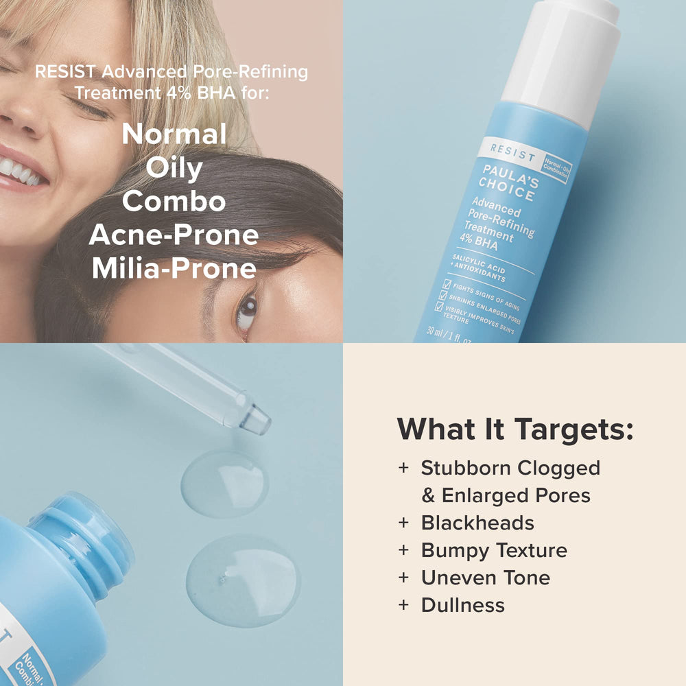 Pores resserrés et peau lisse grâce au BHA 4% Paula's Choice RESIST.