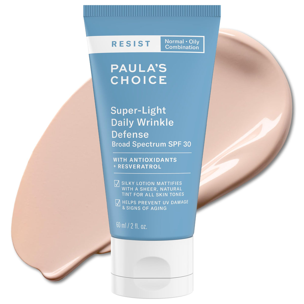 Paula's Choice RESIST Sun Defense – bouteille, protection solaire et teint léger.