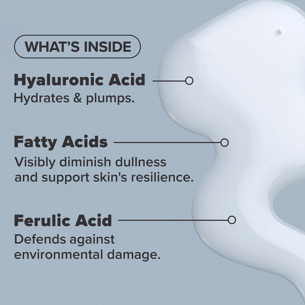 Acide hyaluronique pour hydratation durable et souplesse cutanée.