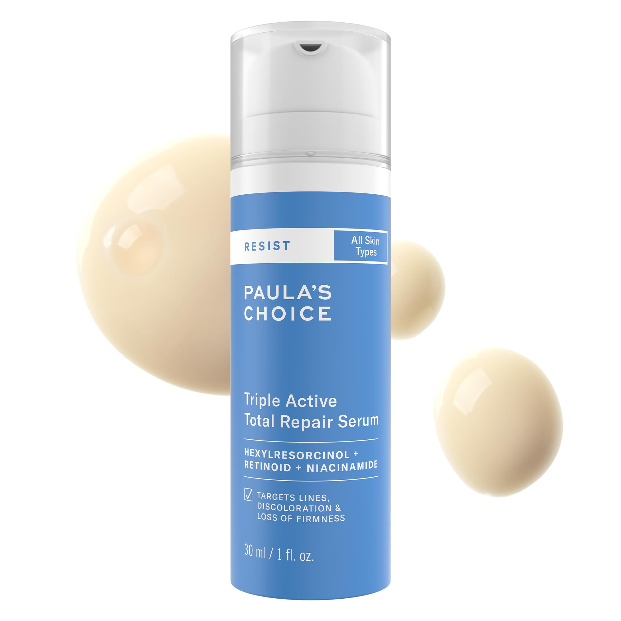 Paula's Choice Resist Triple Active Total Repair Serum — flacon prêt pour routine anti-âge.