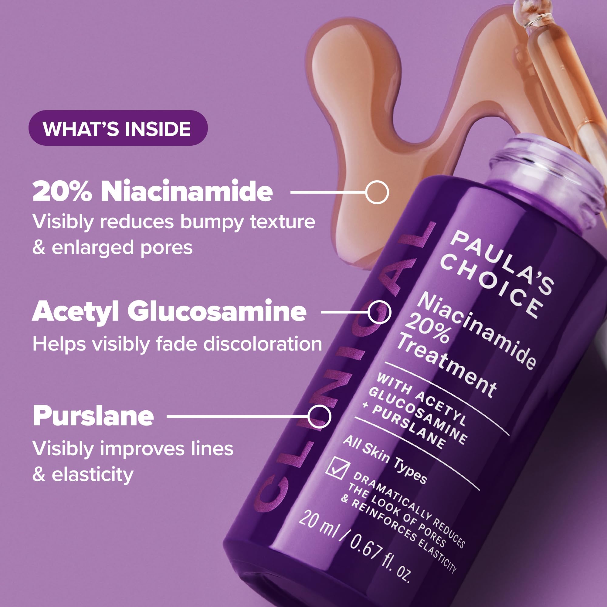 Sérum Paula's Choice 20% Niacinamide, teint éclairci et uniforme.