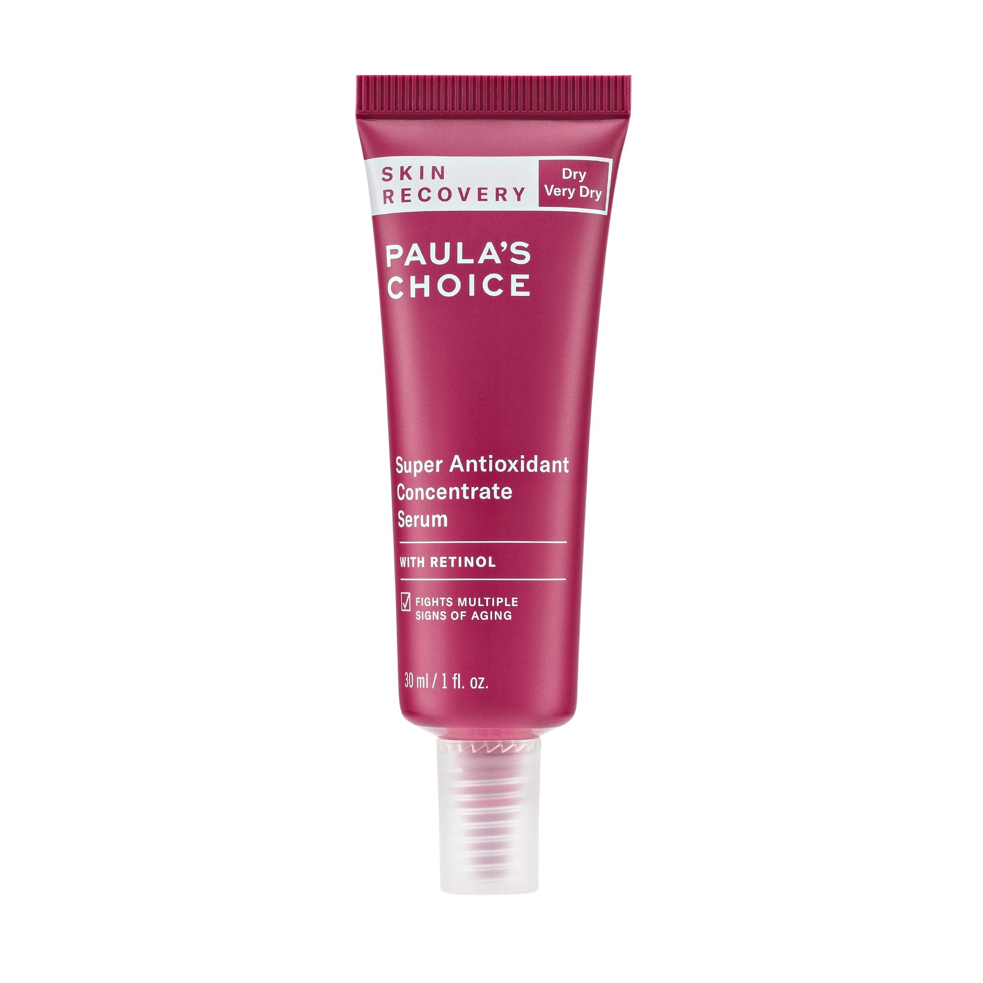 Paula's Choice Skin Recovery Serum en bouteille, texture riche pour peaux sèches.