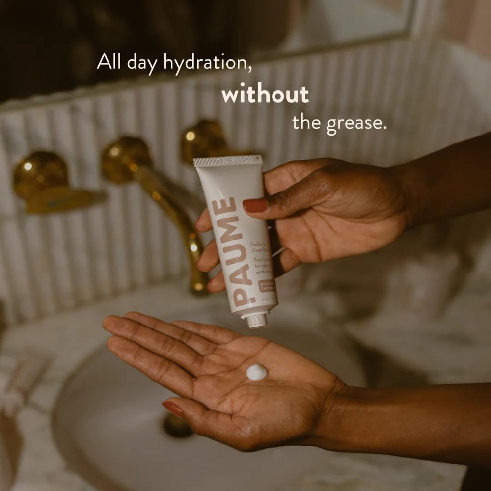 PAUME Probiotic Hand Balm, absorption rapide laissant la peau douce.