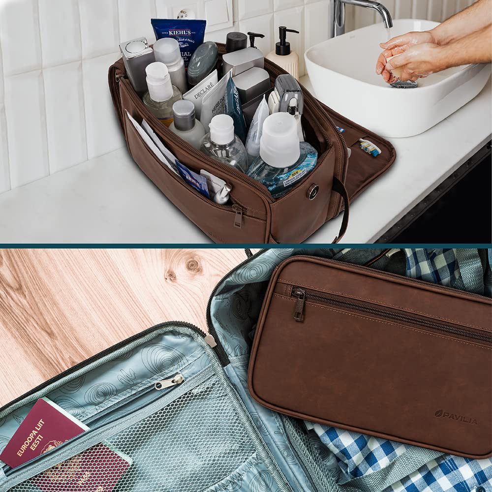 PAVILIA Dopp Kit avec anse et boucle pour accroche dans la salle de bains.