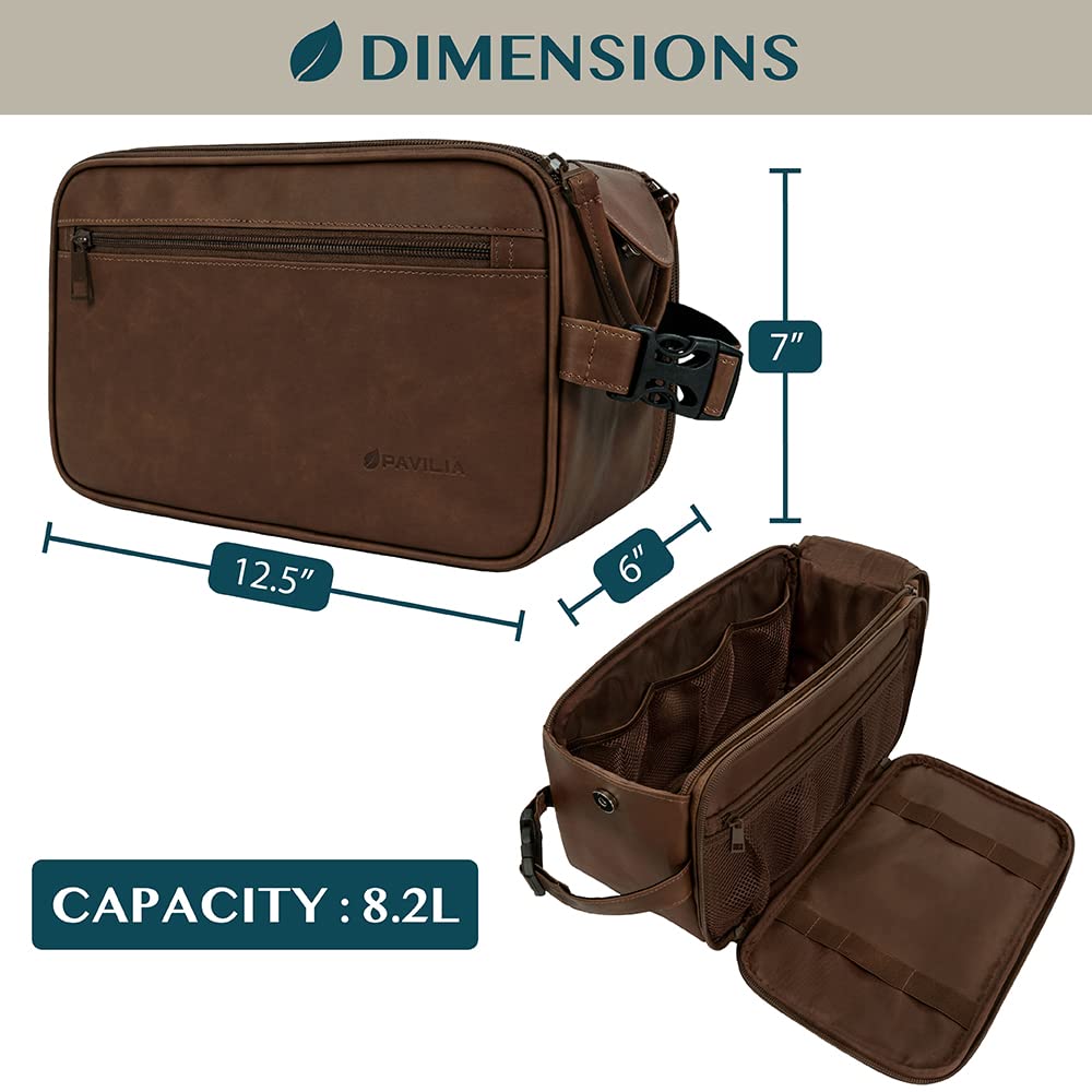 PAVILIA Dopp Kit en cuir PU imperméable pour voyage durable.
