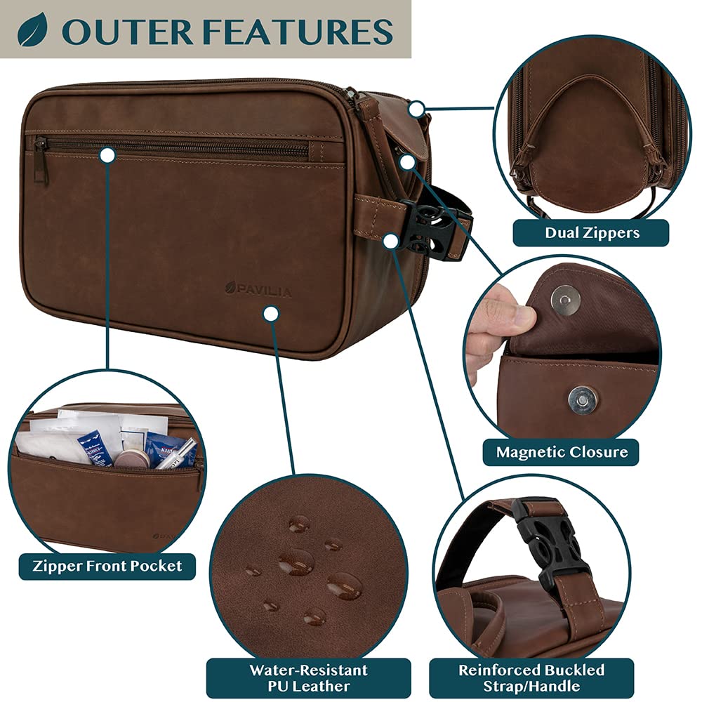PAVILIA Dopp Kit avec fermeture double zip pour un accès rapide.