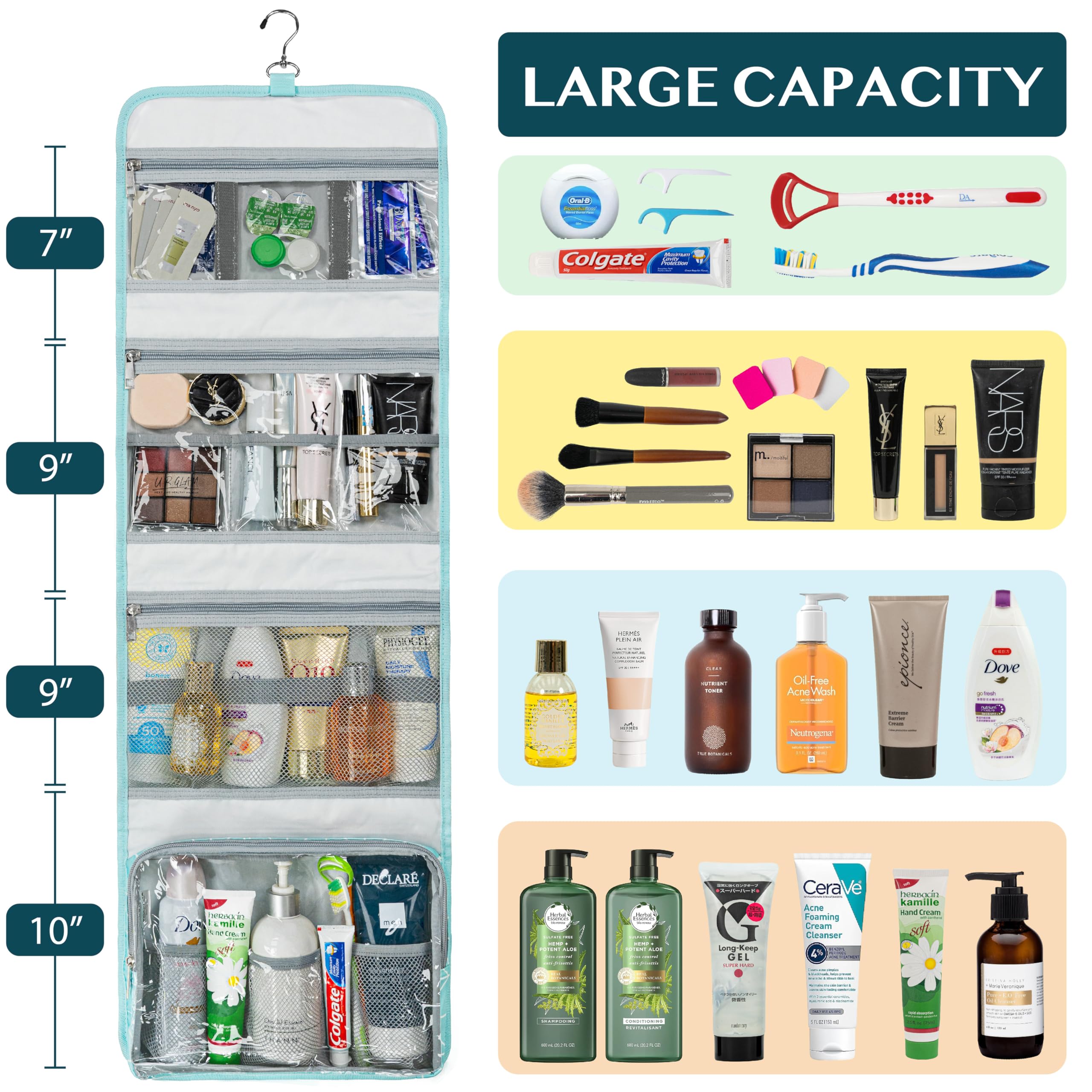 PAVILIA sac toilette à 4 compartiments pour bien organiser cosmétiques.
