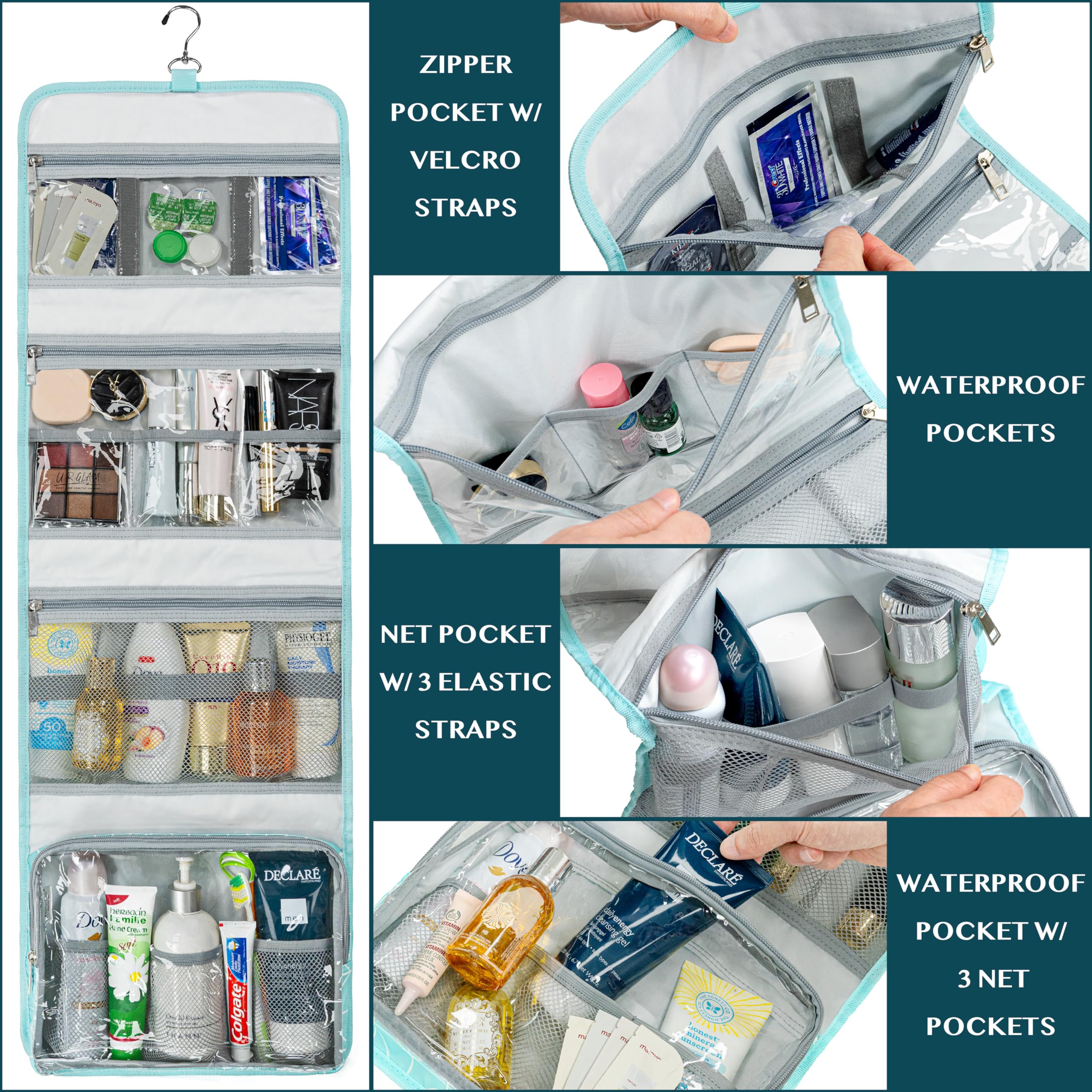 PAVILIA sac toilette compact et durable pour vacances et gym.