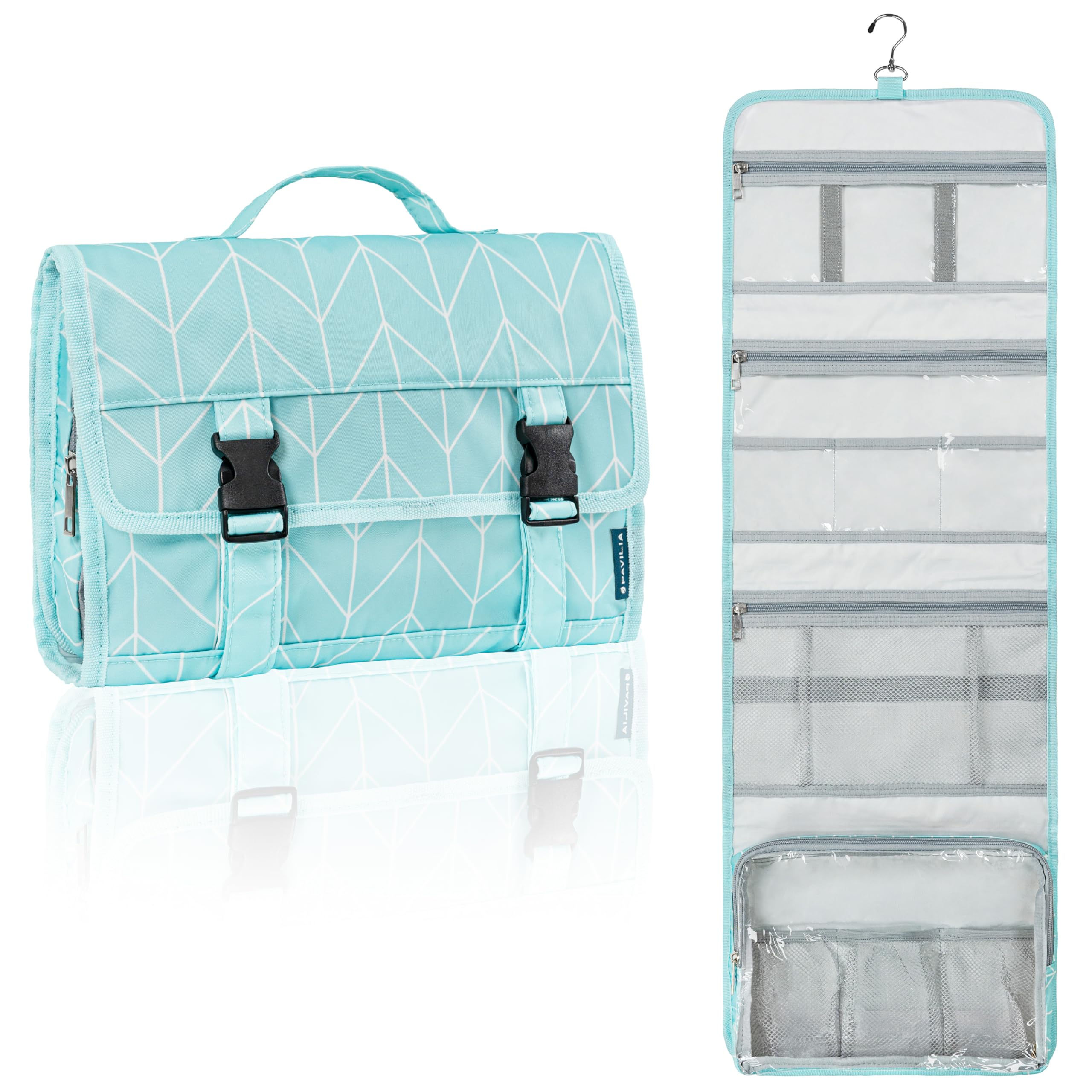 PAVILIA sac de toilette suspendu voyage pratique et spacieux.