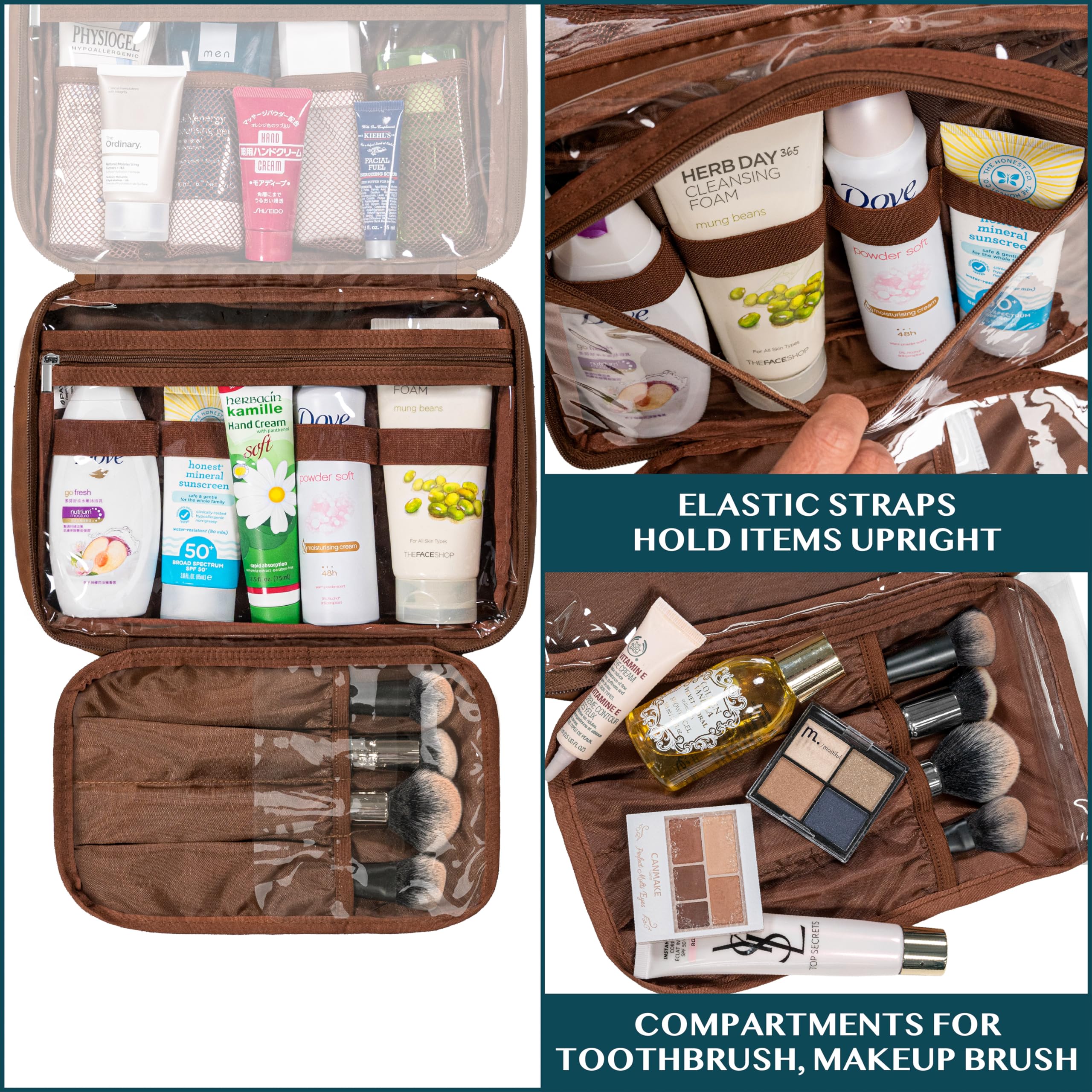 PAVILIA trousse de toilette rembourrée protège les flacons pendant le vol.