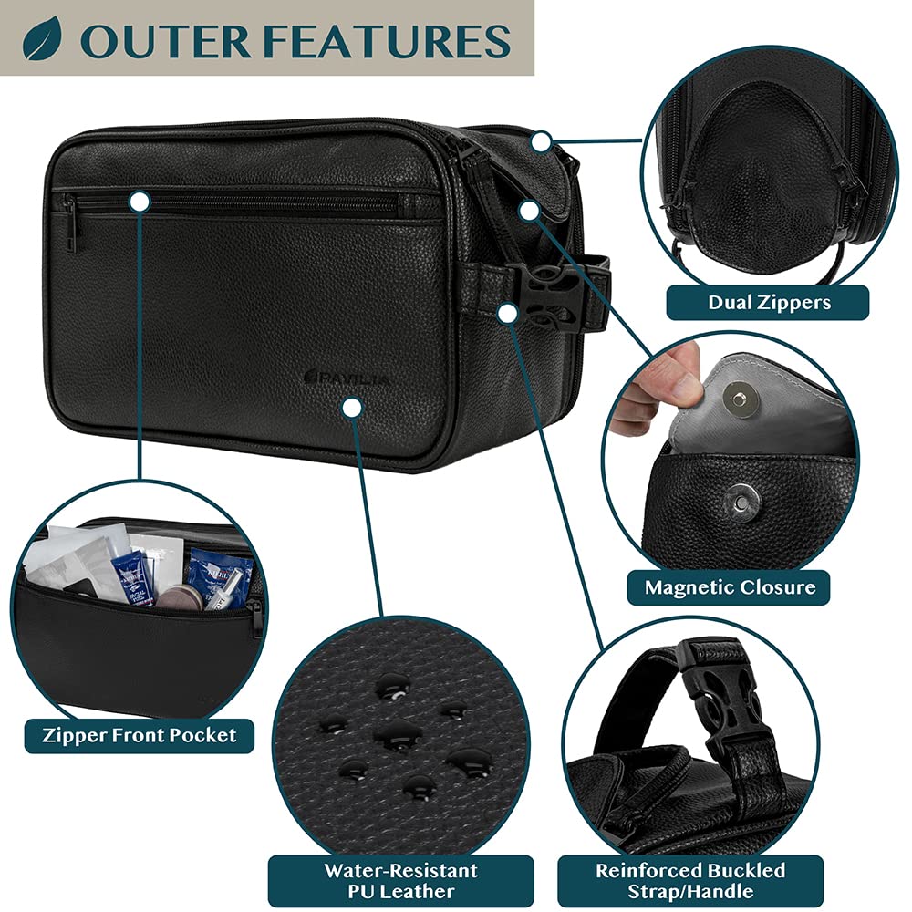 Trousse PAVILIA noir avec poches latérales pour optimiser l'organisation.