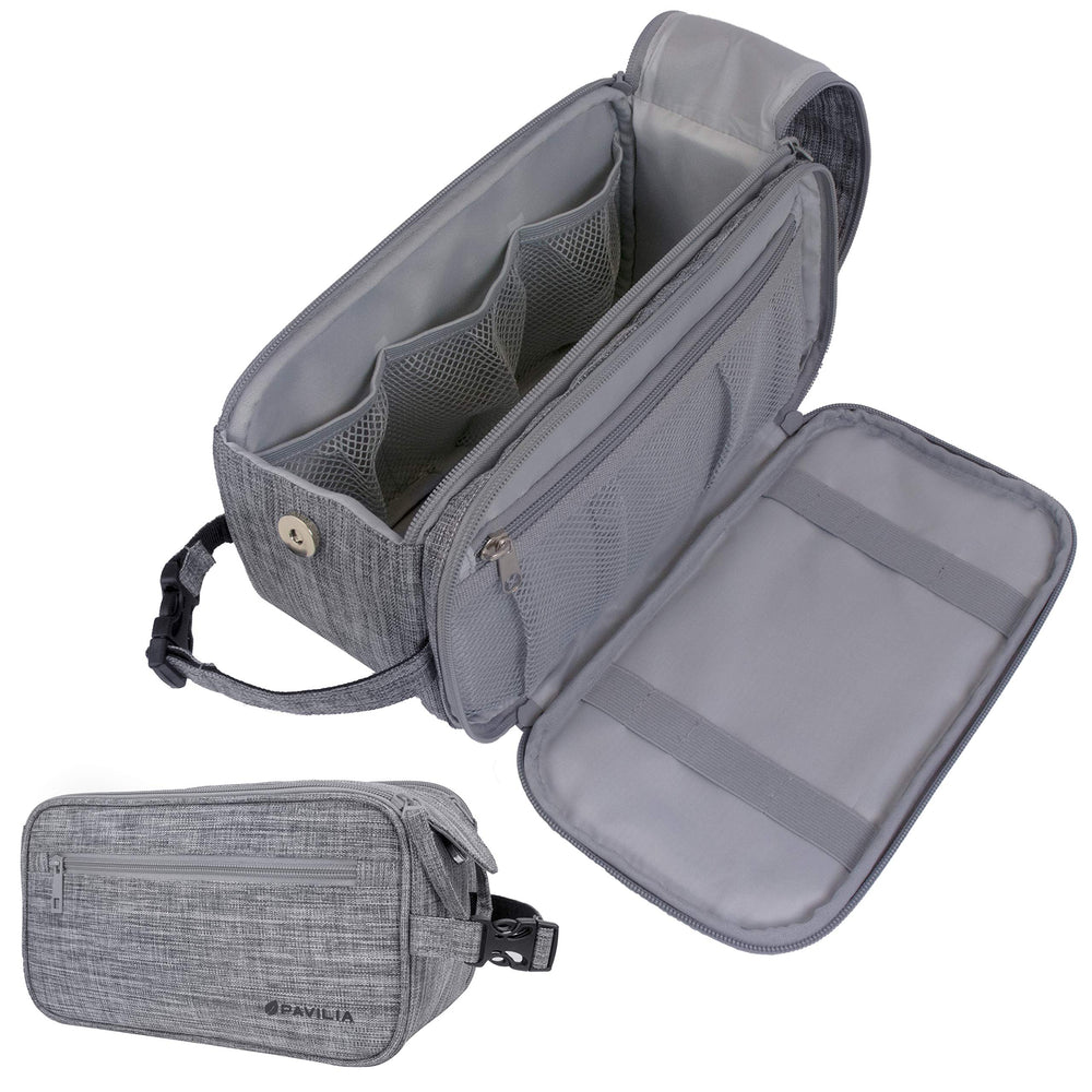 PAVILIA Trousse de toilette homme, grande ouverture pour accéder rapidement aux essentiels.