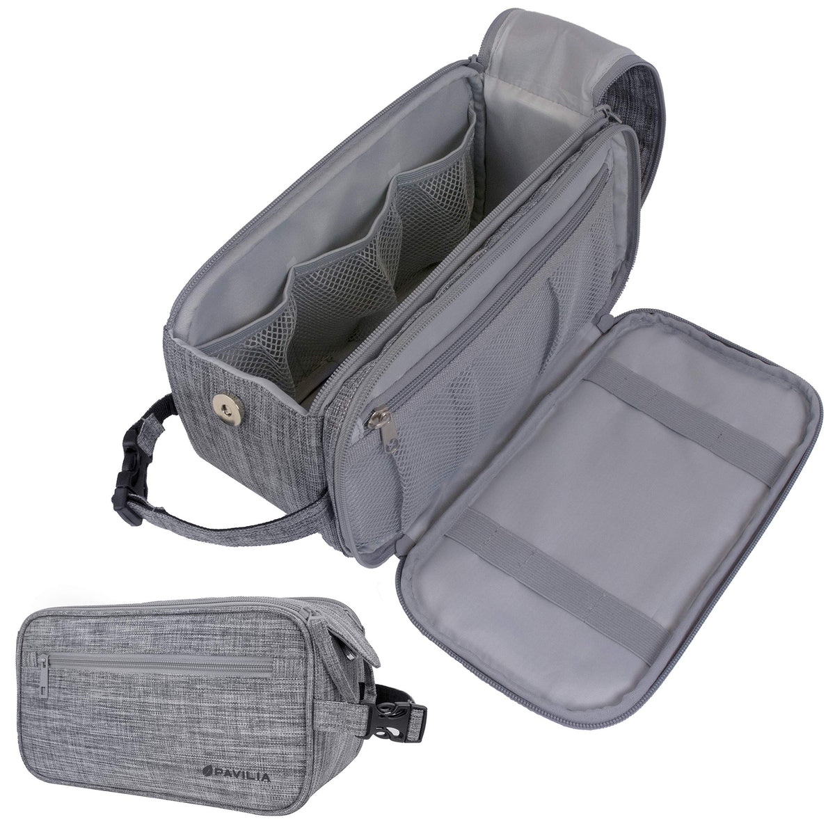 PAVILIA Trousse de toilette homme, grande ouverture pour accéder rapidement aux essentiels.