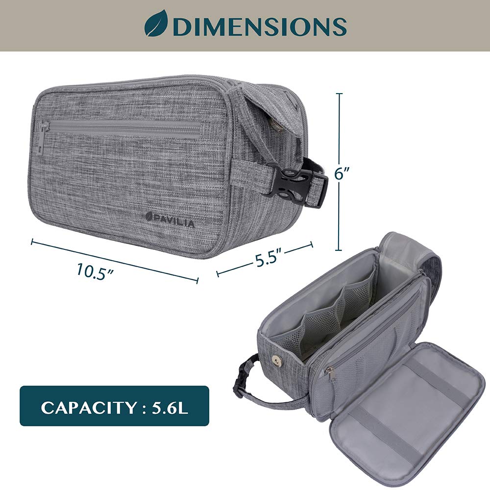 PAVILIA Trousse de toilette homme, poignée et boucle pour accrocher en salle de bains.