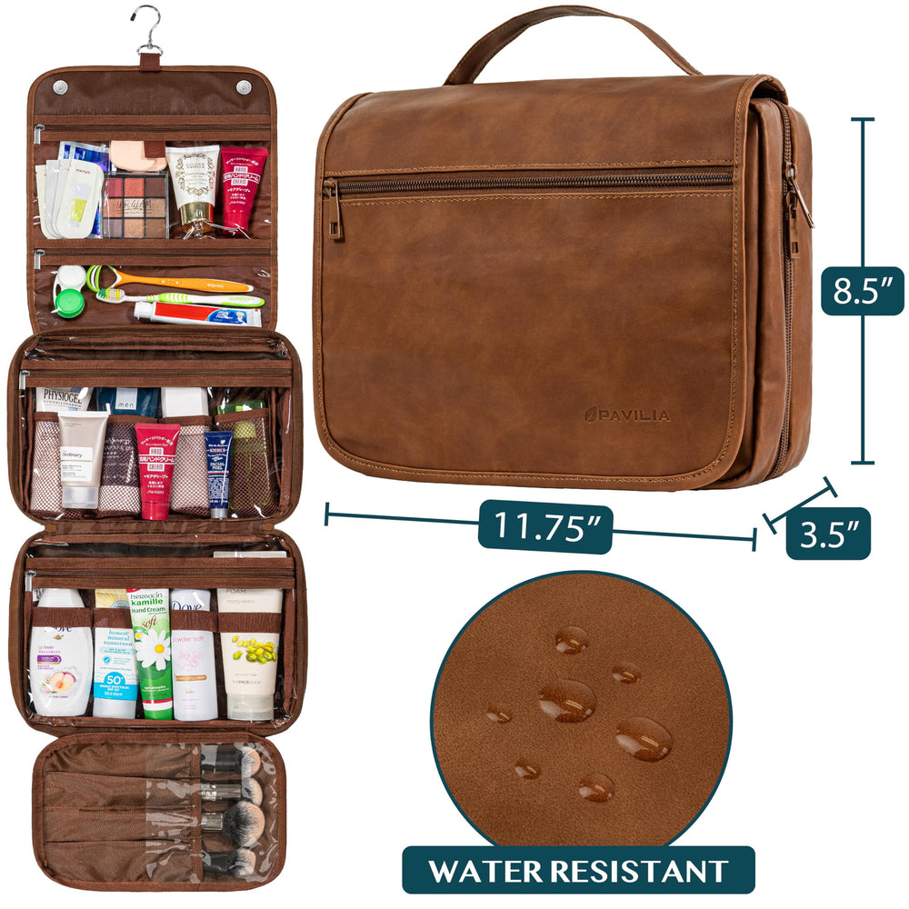 Trousse de toilette suspendue PAVILIA pliée, gain de place en bagage.