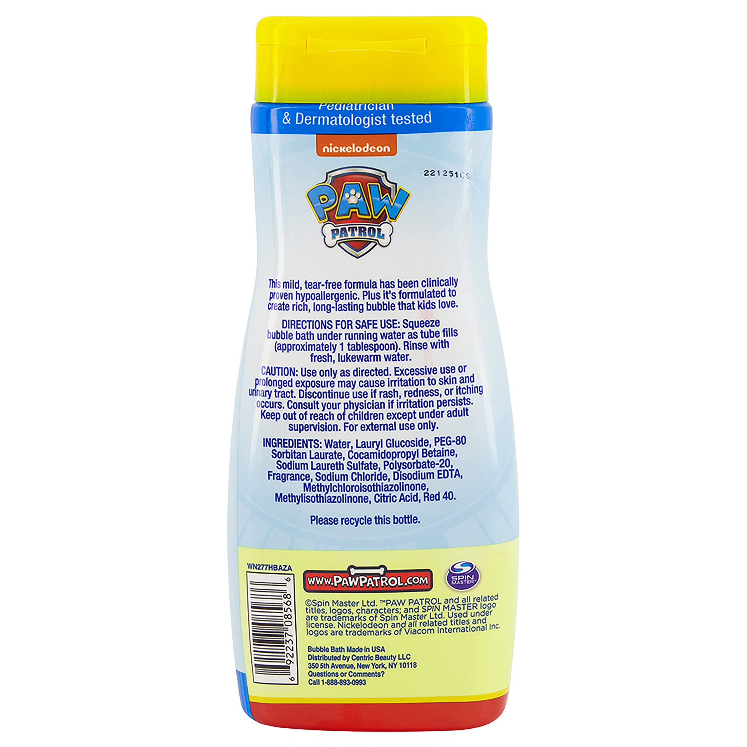 Bulles riches autour du bain-moussant Paw Patrol Raspberry Rescue