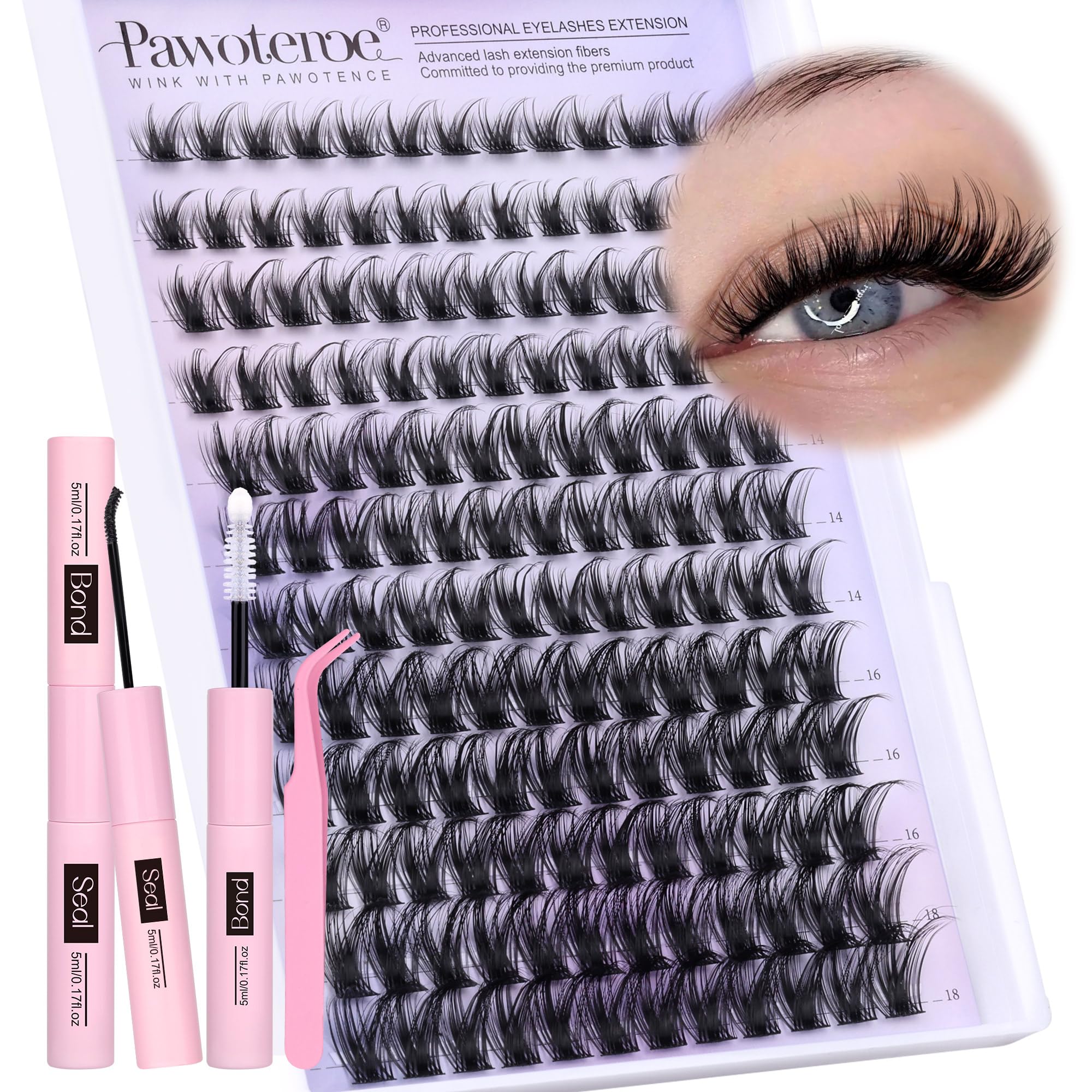Pawotence cils grappes effet plume 10-18 mm pour un regard naturel et volumisé