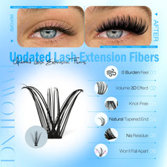 Cils cluster Pawotence 10-18 mm pour volume naturel.