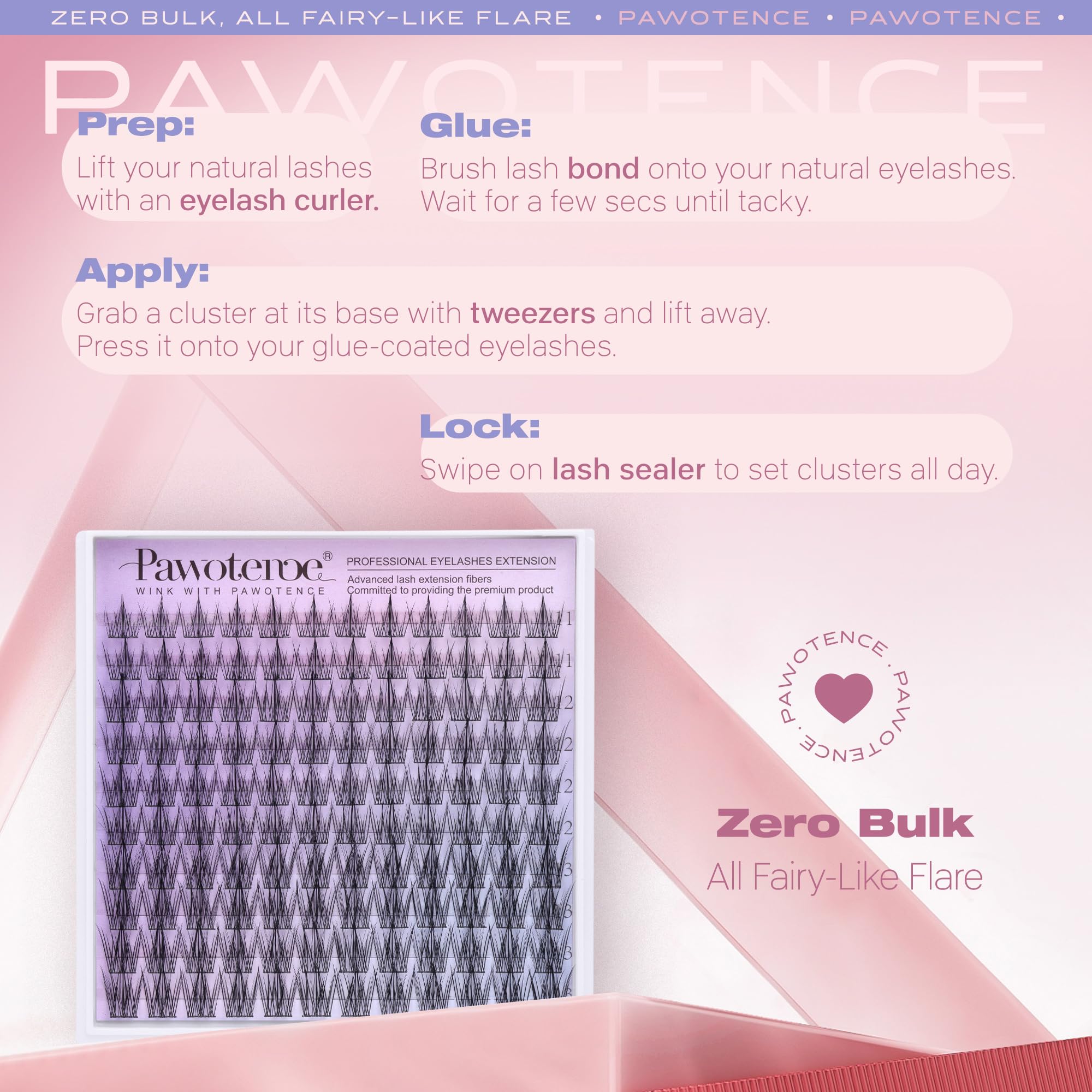 Pawotence Clusters Cils Look Définition, regard net et chic