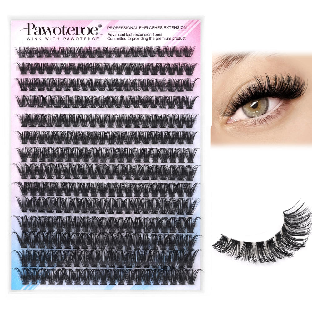 Pawotence: ensembles de cils-grappes 50d 9-16mm pour un volume naturel.