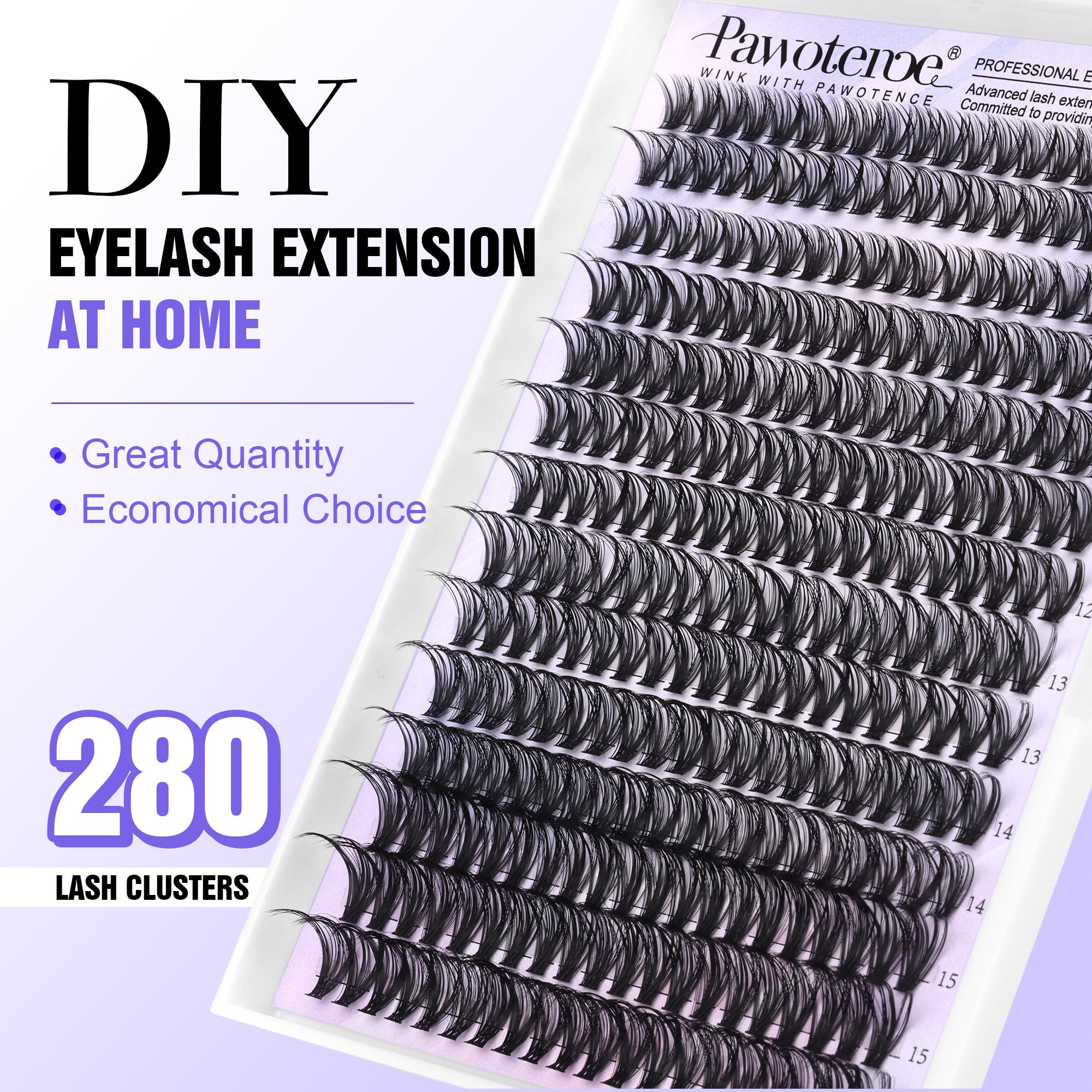 Pawotence groupes-cils longueurs 9-16mm, mélange polyvalent pour styles variés.
