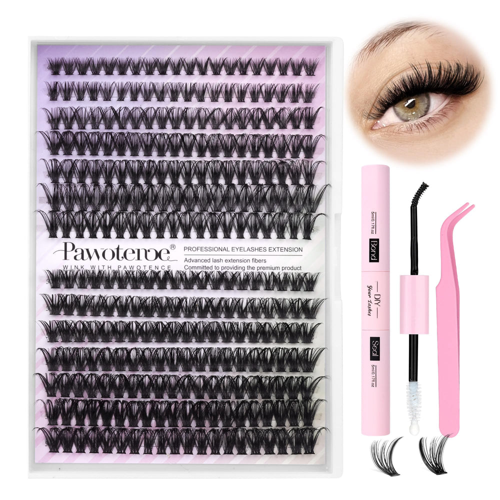 Kit Pawotence extension cils 40D50D, grappes 8-16mm, aspect volumieux et naturel