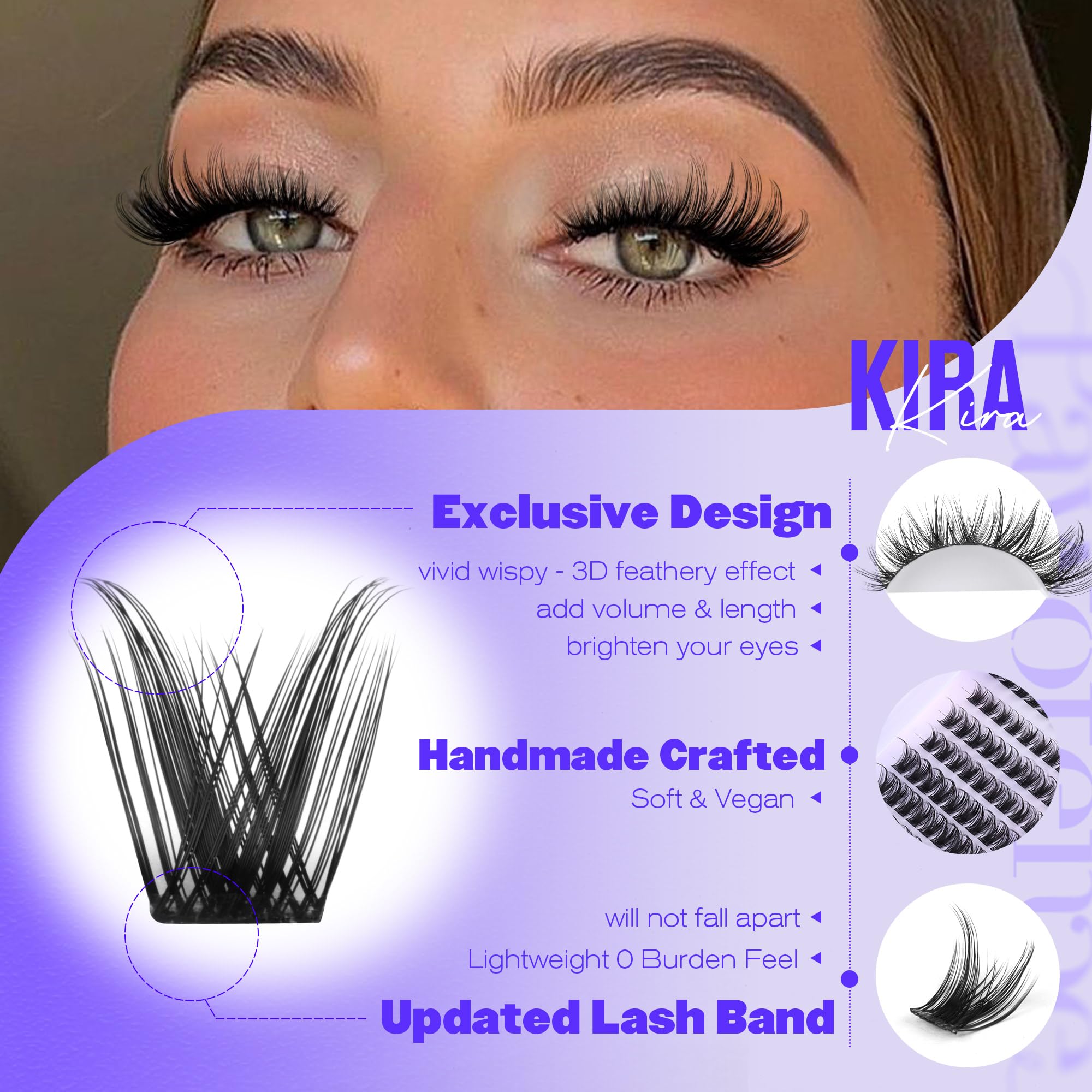 Pawotence Lash Clusters Kira, application douce et rapide pour un éclat sans effort.