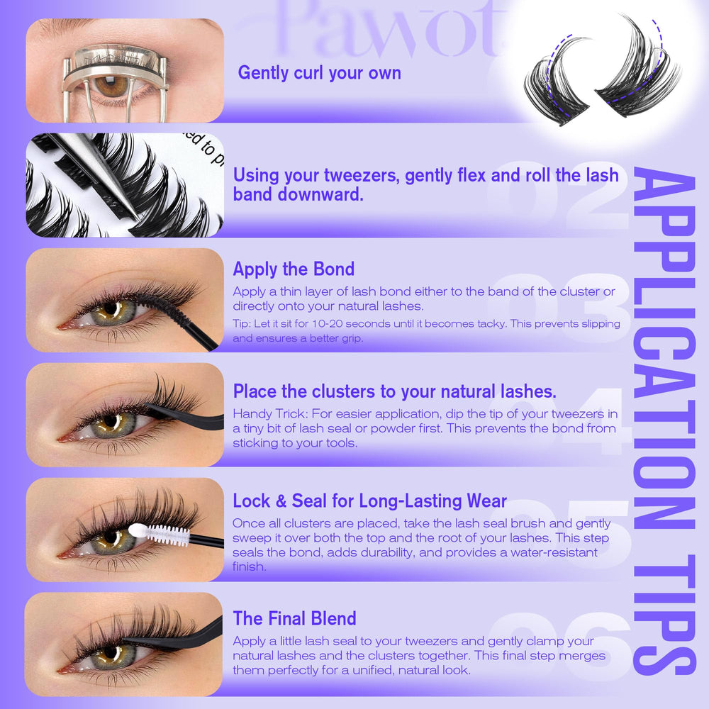 Pawotence Lash Clusters Kira, kit à faire soi-même pratique pour des looks personnalisés à domicile.
