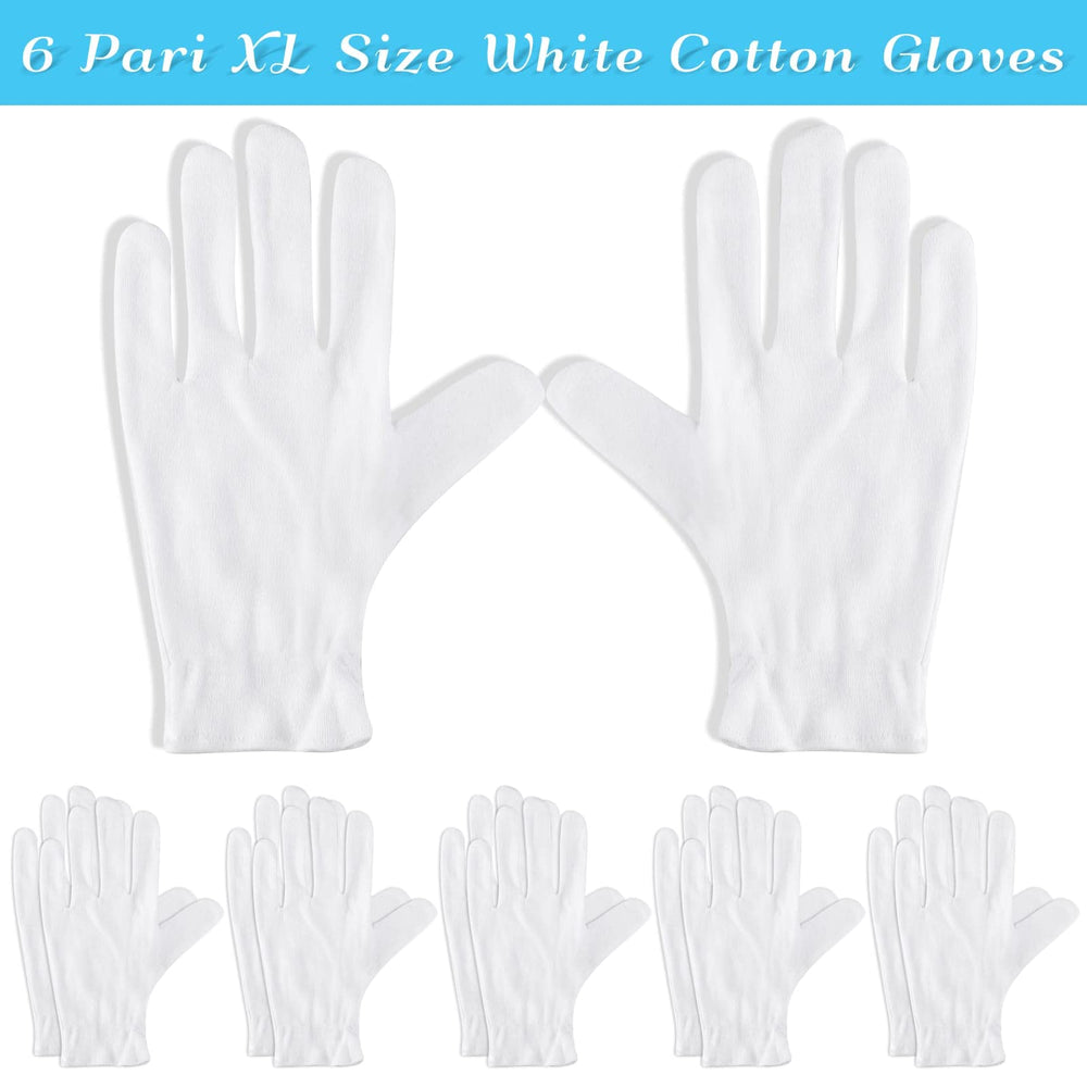 Gants Paxcoo en coton blanc XL sur la main, confort lors du port.