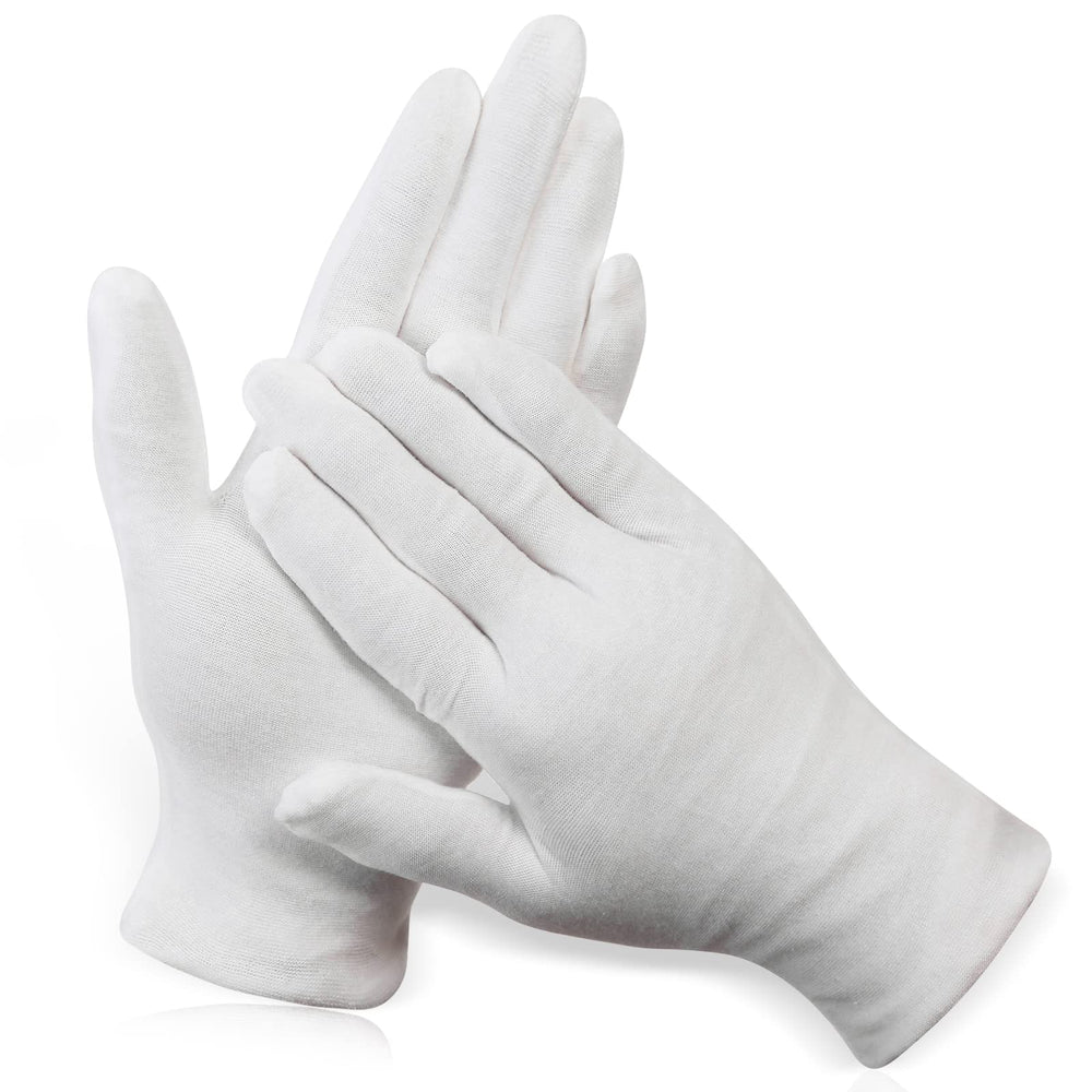 Gants Paxcoo en coton blanc XL, 12 paires, idéal pour hydrater les mains.