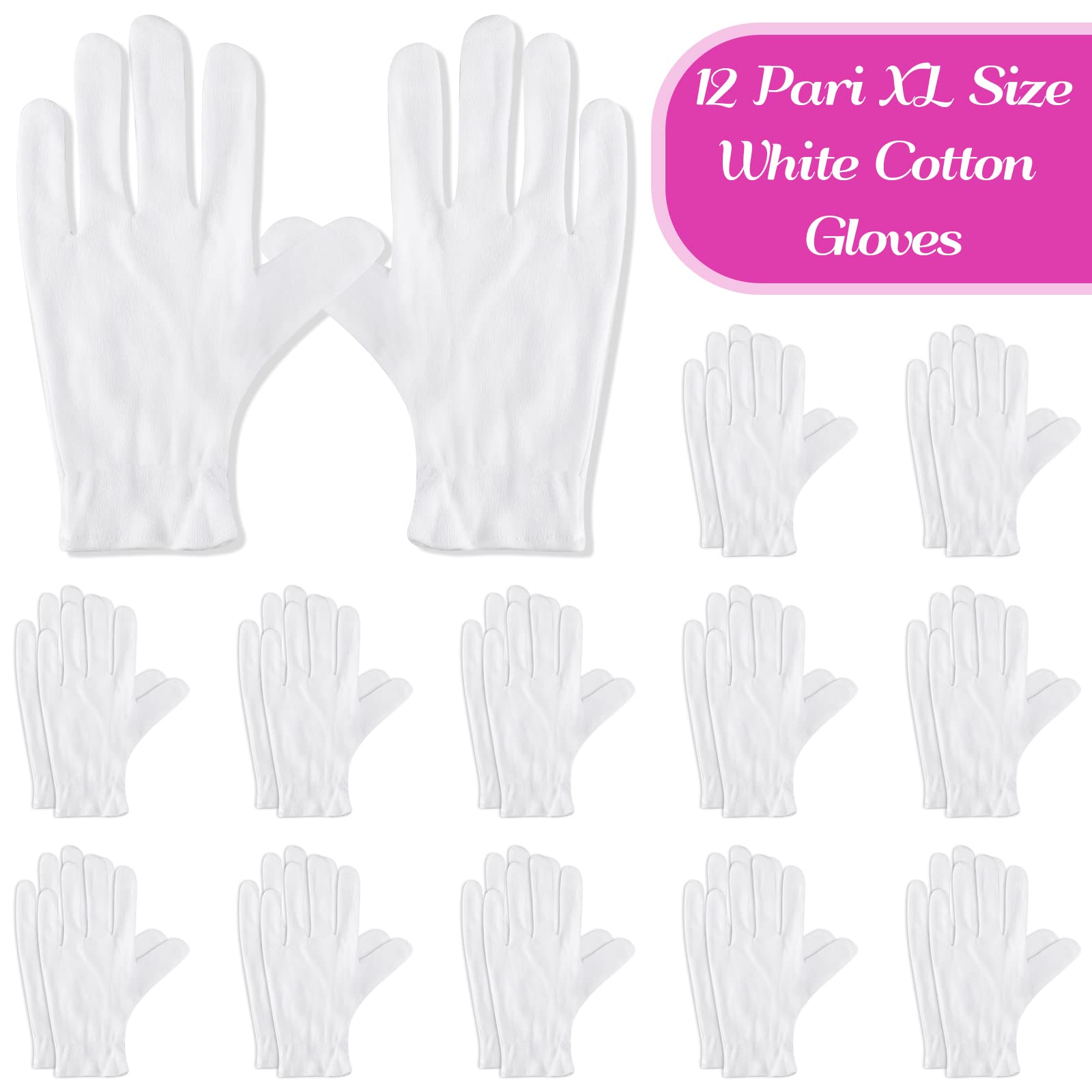 Gants Paxcoo coton XL, longueur environ 24 cm couvrant les poignets.